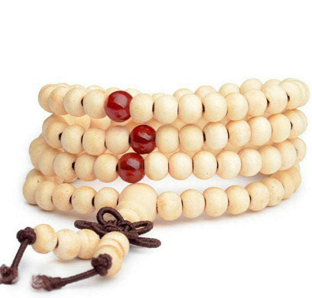 6mm Natural Sandalwood Buddhist Buddha Meditation Mala Bead Bracelet
