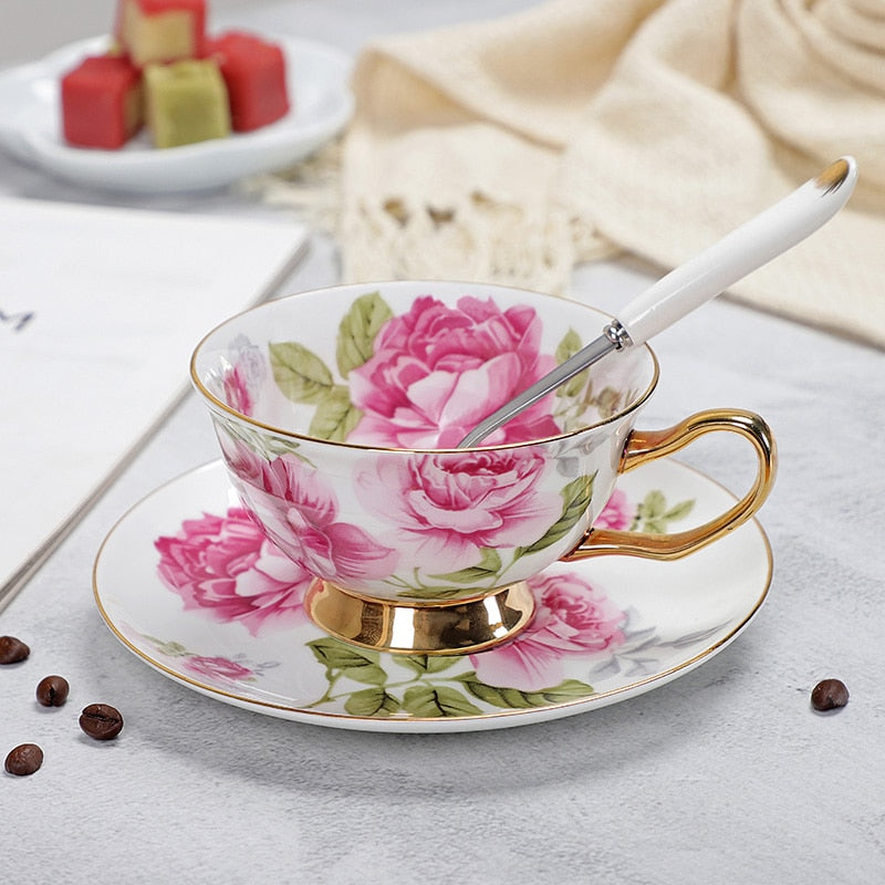 Fine Porcelain Tea Cups And Saucers High-Grade Bone China Coffee Cup and Spoon freeshipping - Mandala Bloom