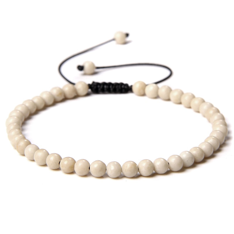 Adjustable 4MM Stone Beads Bracelet