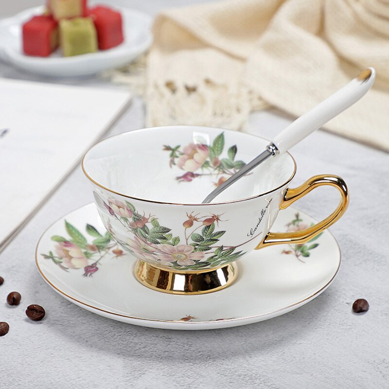 Fine Porcelain Tea Cups And Saucers High-Grade Bone China Coffee Cup and Spoon freeshipping - Mandala Bloom