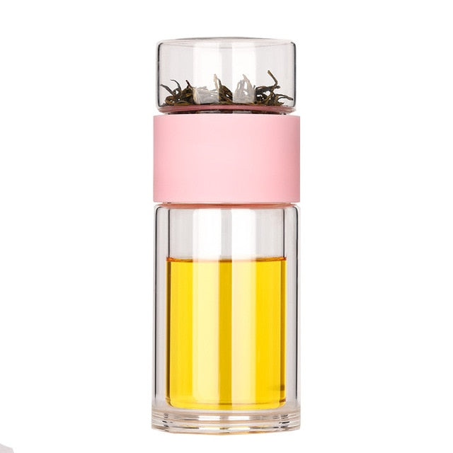 Portable Double Wall Glass Tea Mug Coffee Travel Cup Infuser Drink Bottle Tumbler Drinkware Eco-Friendly freeshipping - Mandala Bloom