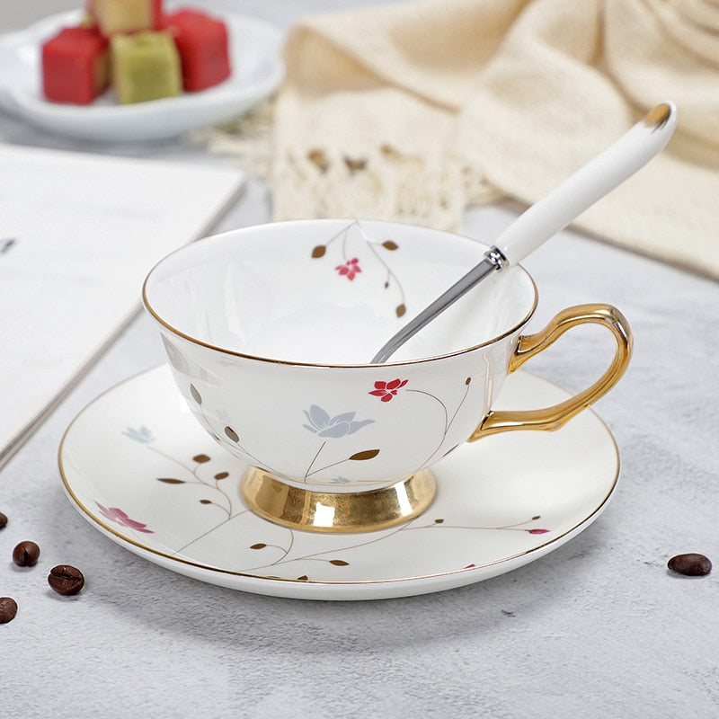 Fine Porcelain Tea Cups And Saucers High-Grade Bone China Coffee Cup and Spoon freeshipping - Mandala Bloom
