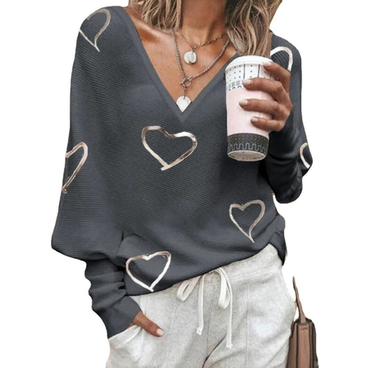 Love Heart Print SKnit Sweater