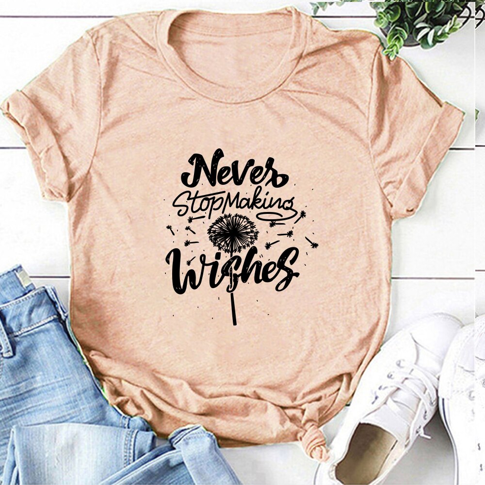 Never Stop Making Wishes Dandelion Print T-shirt freeshipping - Mandala Bloom