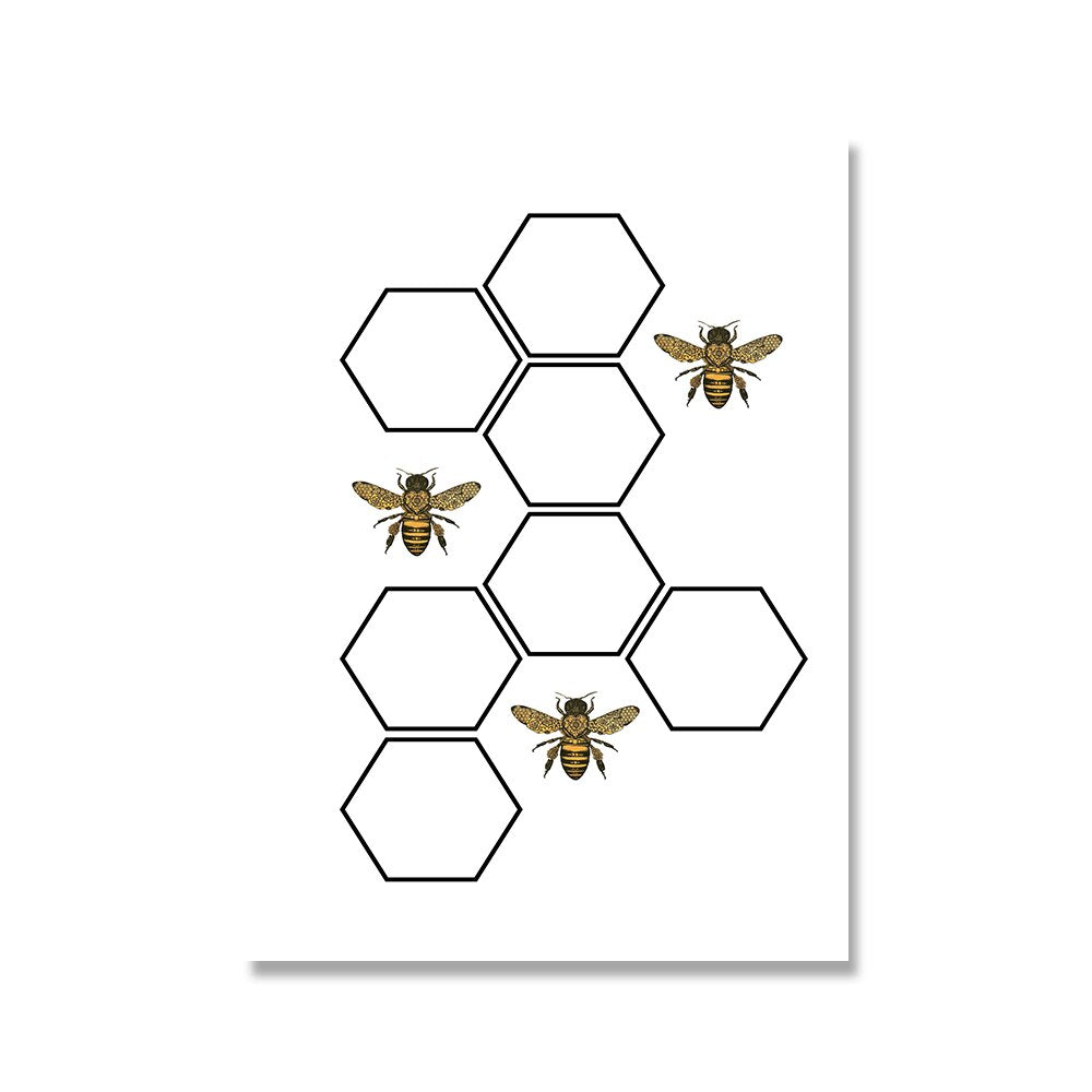 Bee Vintage Poster Prints Farmhouse Wall Art freeshipping - Mandala Bloom