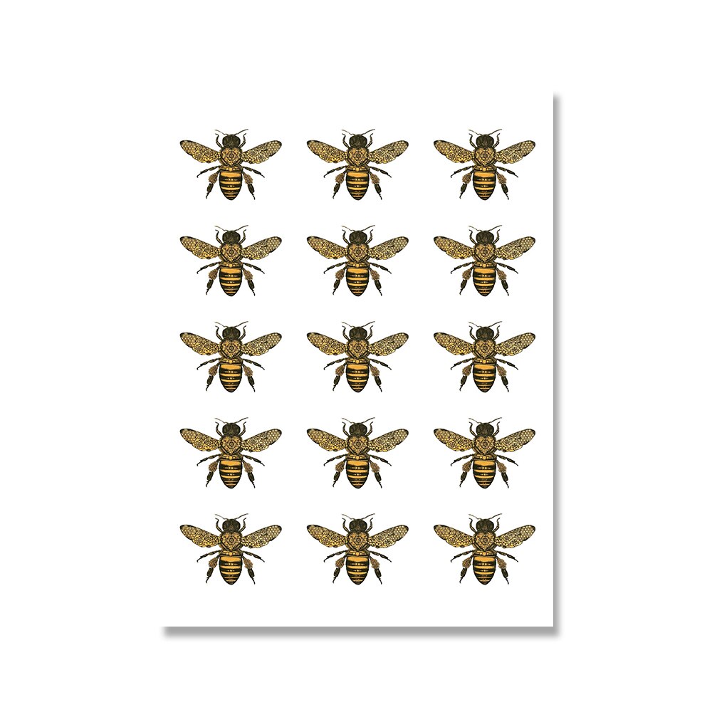 Bee Vintage Poster Prints Farmhouse Wall Art freeshipping - Mandala Bloom