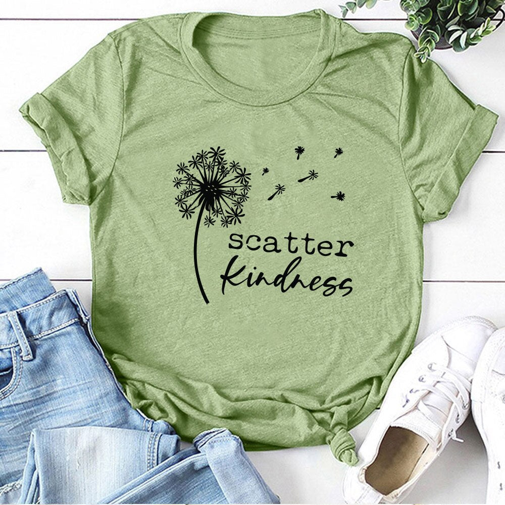 Dandelion Scatter Kindness Printed T-shirt freeshipping - Mandala Bloom