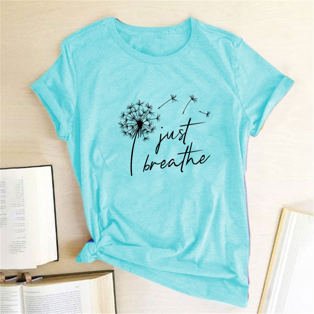 Dandelion 'Just Breathe' TShirt freeshipping - Mandala Bloom