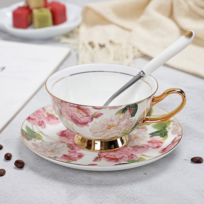 Fine Porcelain Tea Cups And Saucers High-Grade Bone China Coffee Cup and Spoon freeshipping - Mandala Bloom