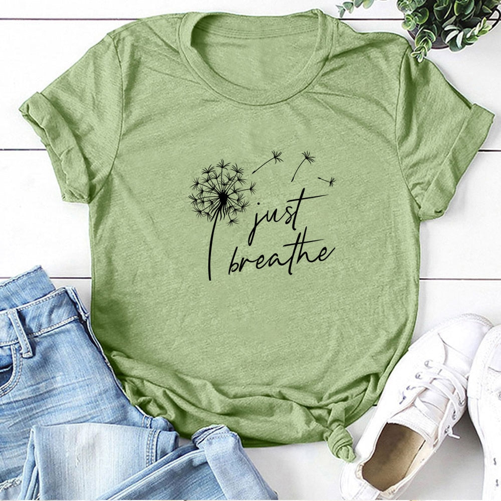 Dandelion 'Just Breathe' TShirt freeshipping - Mandala Bloom