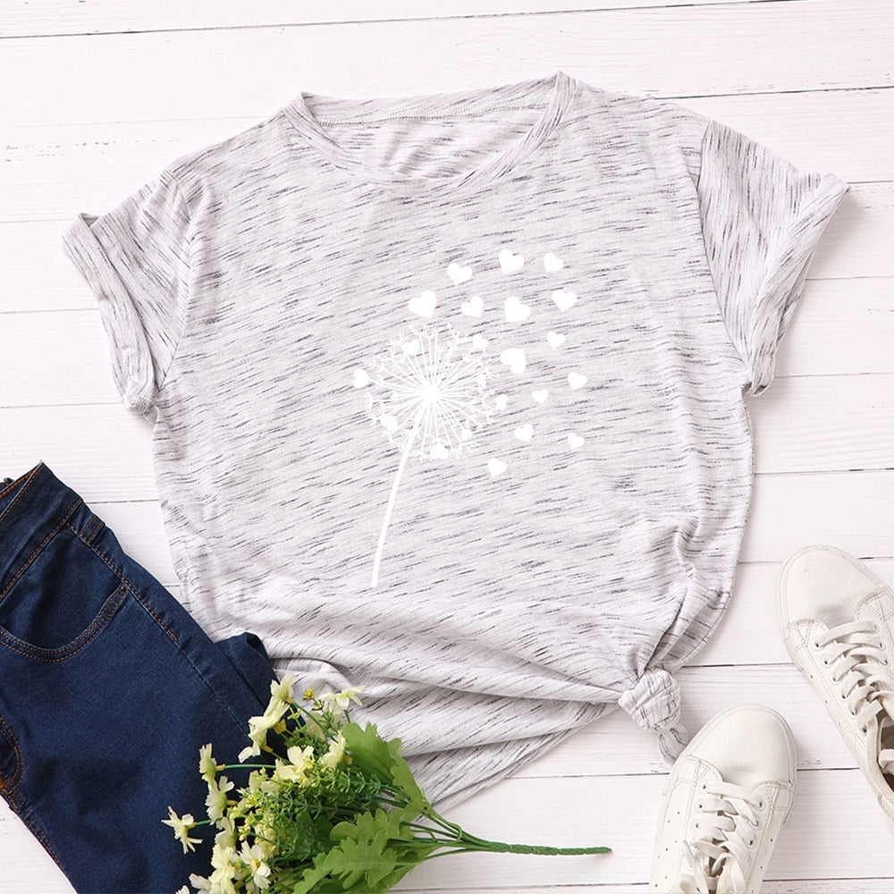 Cotton Dandelion Print Tee Short Sleeve freeshipping - Mandala Bloom