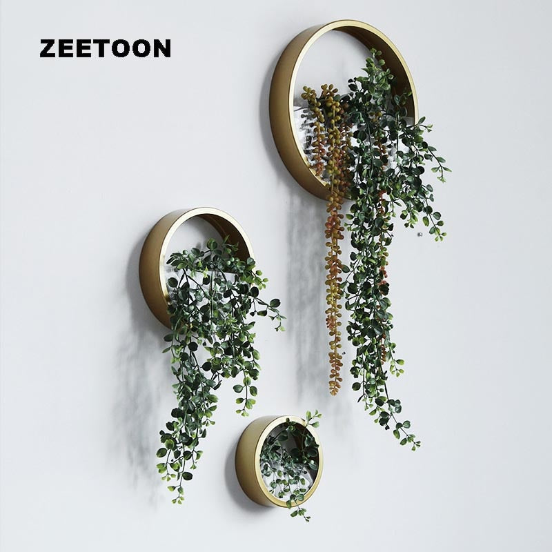 Circular Plant Pot for Home Decoration Modern Wall Vase Hanging Vases Iron Art Adornment Crafts Artificial Flower Basket Holder freeshipping - Mandala Bloom