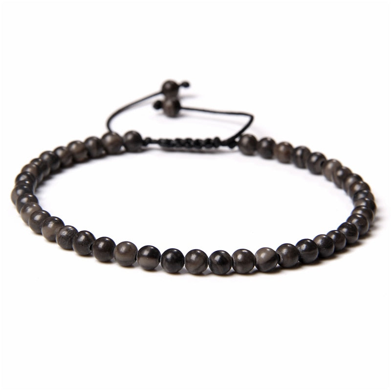 Adjustable 4MM Stone Beads Bracelet