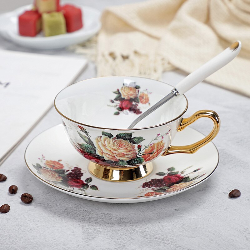Fine Porcelain Tea Cups And Saucers High-Grade Bone China Coffee Cup and Spoon freeshipping - Mandala Bloom