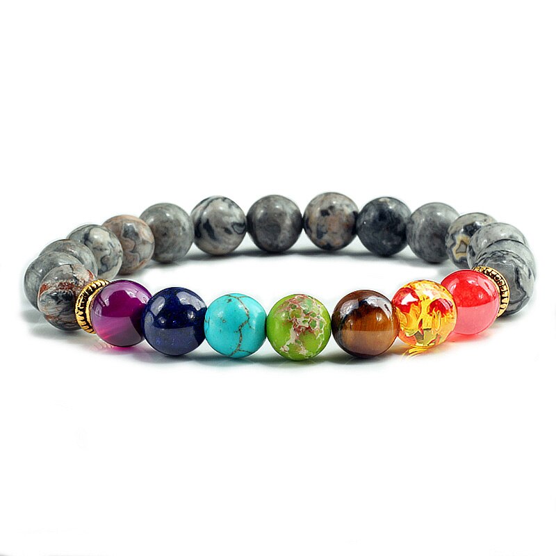 Natural Stone 7 Chakra Bracelet Men Black Lava Healing Balance Beads Reiki Buddha Prayer Yoga Bracelets for Women pulseira freeshipping - Mandala Bloom