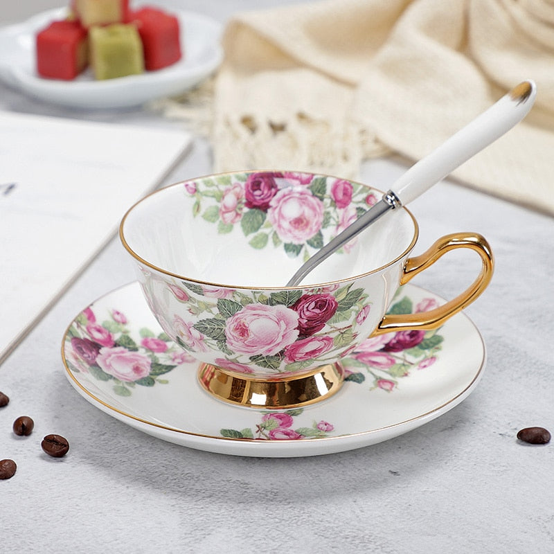 Fine Porcelain Tea Cups And Saucers High-Grade Bone China Coffee Cup and Spoon freeshipping - Mandala Bloom