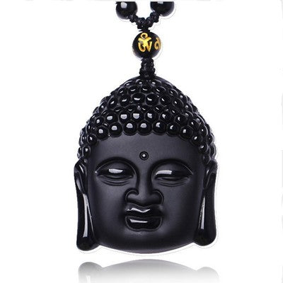 Obsidian Buddha Head Pendant