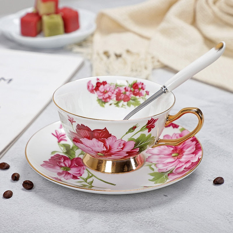 Fine Porcelain Tea Cups And Saucers High-Grade Bone China Coffee Cup and Spoon freeshipping - Mandala Bloom