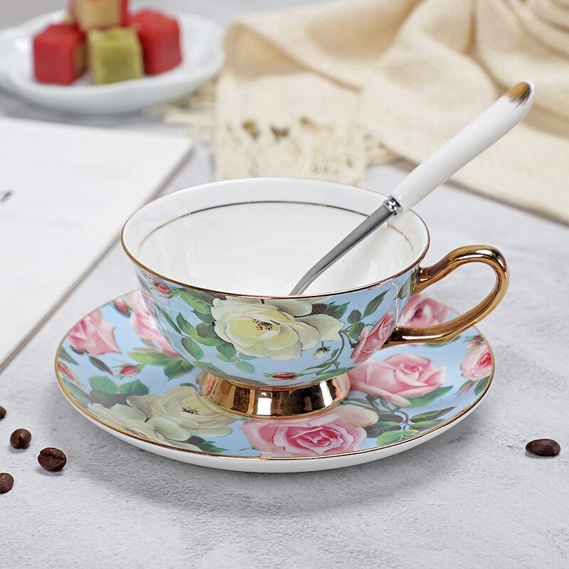Fine Porcelain Tea Cups And Saucers High-Grade Bone China Coffee Cup and Spoon freeshipping - Mandala Bloom