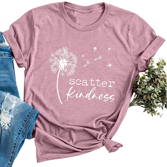 Dandelion Scatter Kindness Printed T-shirt freeshipping - Mandala Bloom