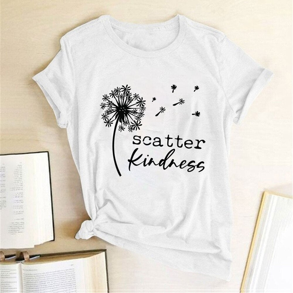 Dandelion Scatter Kindness Printed T-shirt freeshipping - Mandala Bloom