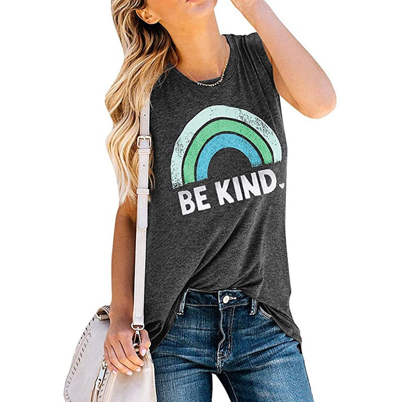 Rainbow BE KIND Print Tank