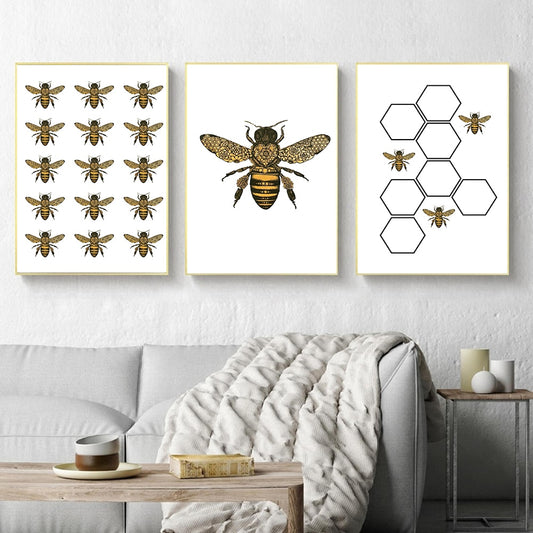 Bee Vintage Poster Prints Farmhouse Wall Art freeshipping - Mandala Bloom