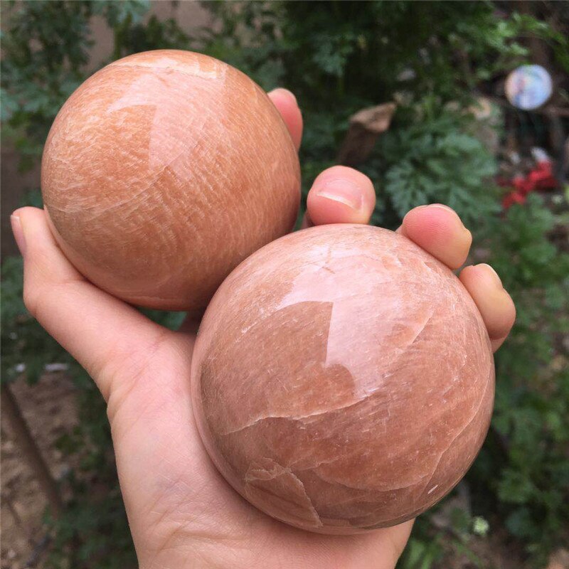 natural peach moonstone sphere quartz crystal stone ball healing reiki decoration gift freeshipping - Mandala Bloom