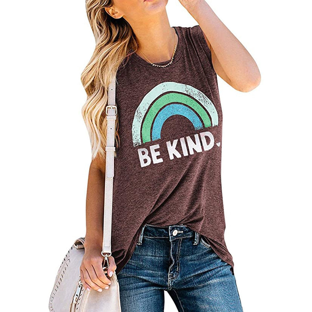 Rainbow BE KIND Print Tank