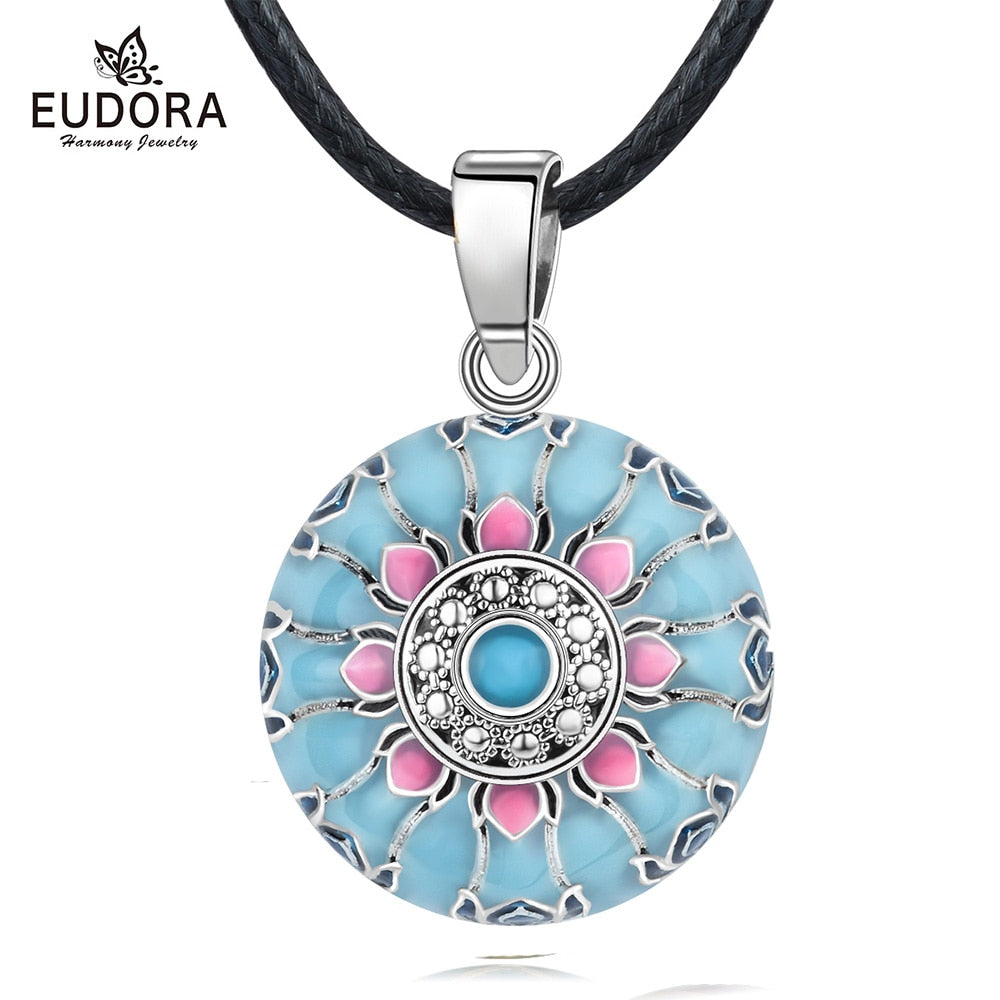 Eudora Blue Pink Lotus Harmony ball necklace Music Mexican Ball for Baby Mom Maternity Jewelry spiritual yoga Elegant Pendant freeshipping - Mandala Bloom