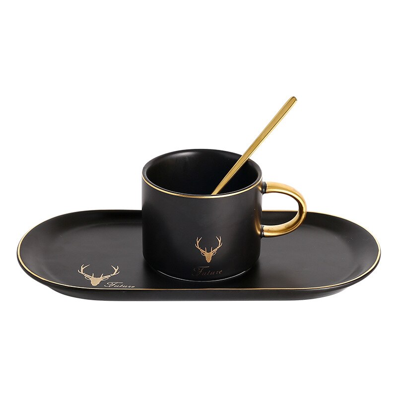 Nordic Bone china coffee cup set with Spoon freeshipping - Mandala Bloom