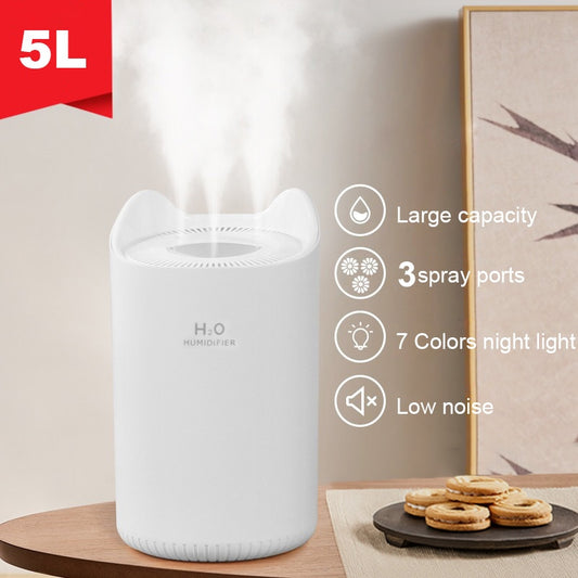 5L Air Humidifier Three Spray Port Aromatherapy Diffuser Large Capacity Cool Mist Maker Fogger for Home Office freeshipping - Mandala Bloom