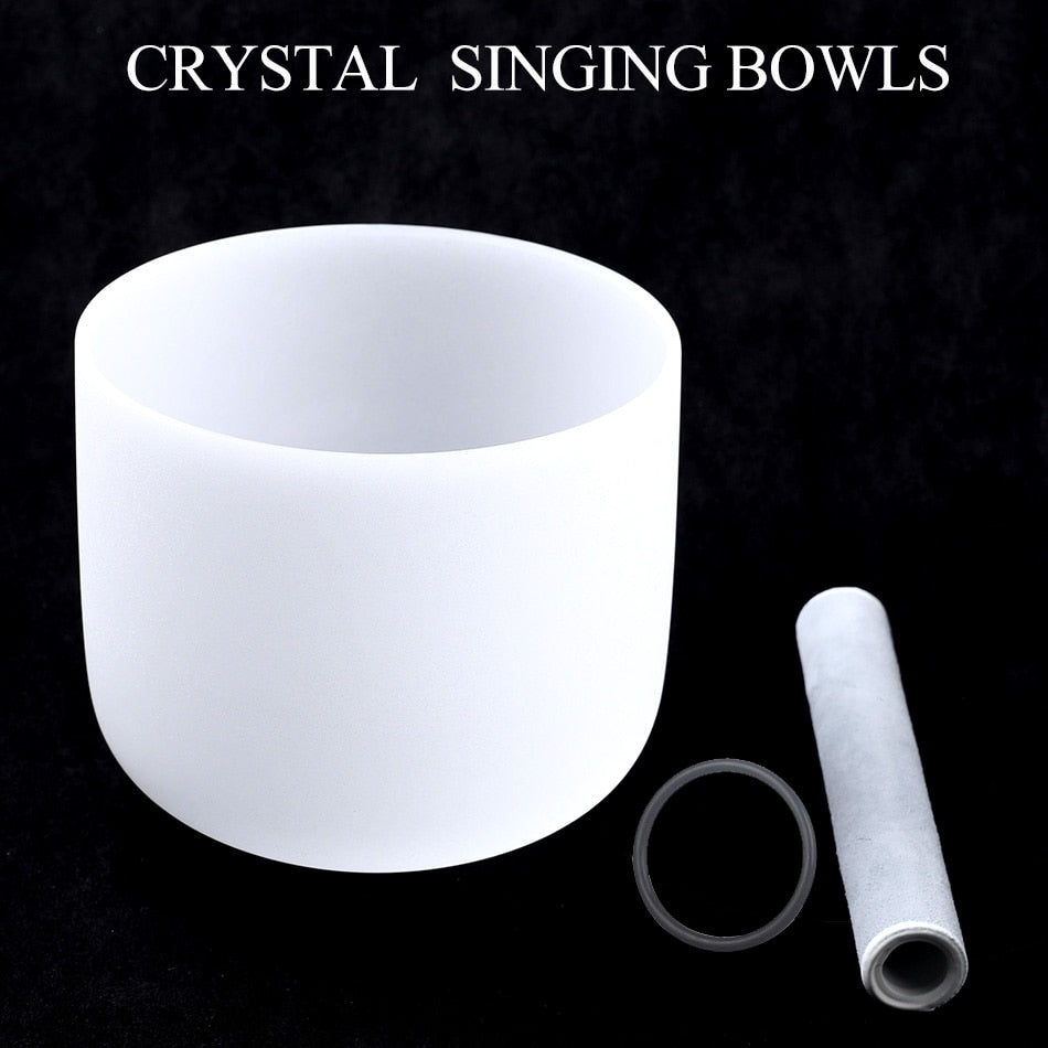 BATESMUSIC Frosted Crown Chakra Quartz Crystal Singing Bowl 7/8 inch C/D/E/F/G/A/B Note FOR SOUND THERAPY AND DEEP MEDITATION freeshipping - Mandala Bloom