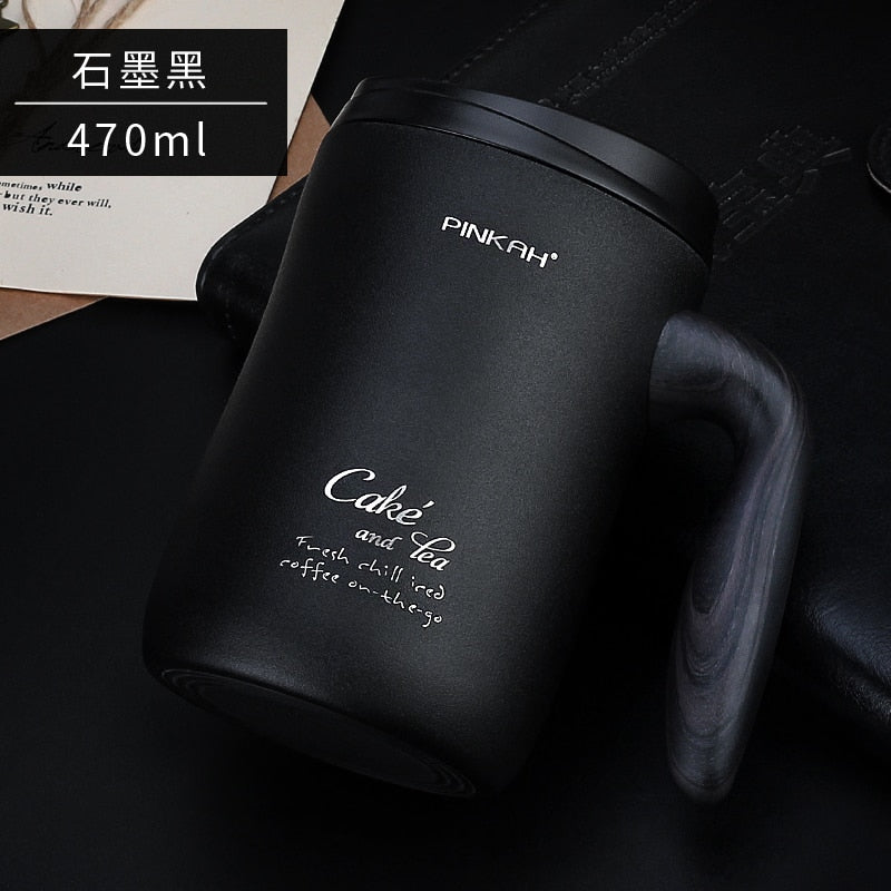 470ML Vacuum Coffee Cup With Handle Insulation Mug Office Leakproof Tea Cup With Lid Household Milk Thermos freeshipping - Mandala Bloom