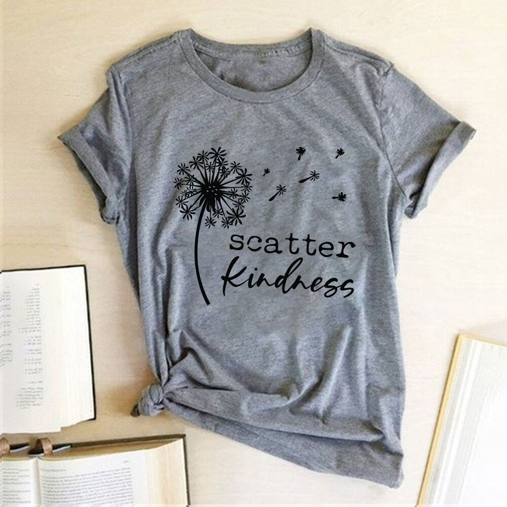 Dandelion Scatter Kindness Printed T-shirt freeshipping - Mandala Bloom