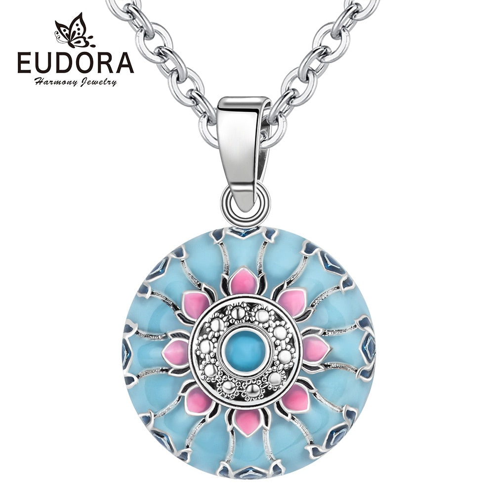 Eudora Blue Pink Lotus Harmony ball necklace Music Mexican Ball for Baby Mom Maternity Jewelry spiritual yoga Elegant Pendant freeshipping - Mandala Bloom