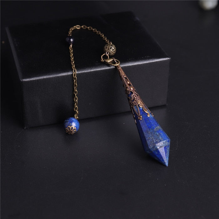 1PC High Quality Natural Stone Lapis Lazuli Facet Reiki Pendulum for Dowsing Pendants Healing Pendule Chakra Crystal Jewelry freeshipping - Mandala Bloom