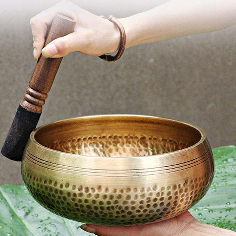 Nepal handmade Tibet Buddha sound bowl Yoga Meditation Chanting Bowl Brass Chime Handicraft music therapy Tibetan Singing Bowl freeshipping - Mandala Bloom