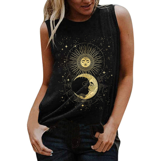 Sun Moon Star Print Tank