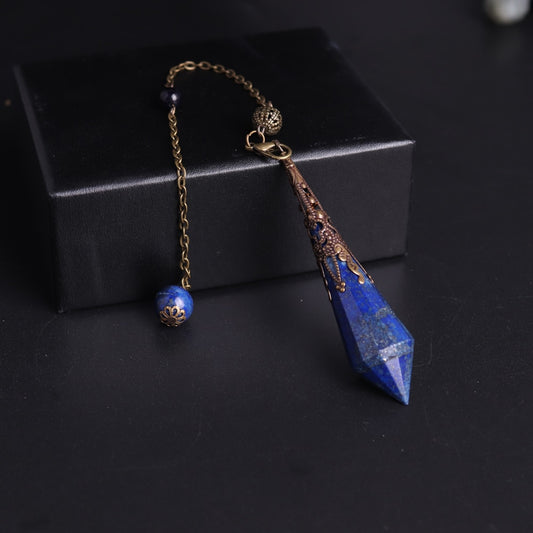 1PC High Quality Natural Stone Lapis Lazuli Facet Reiki Pendulum for Dowsing Pendants Healing Pendule Chakra Crystal Jewelry freeshipping - Mandala Bloom