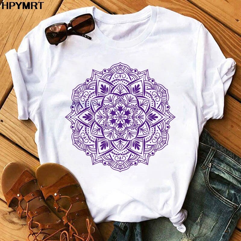 Mandala Print Short Sleeve T-Shirt freeshipping - Mandala Bloom