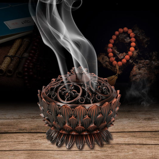 Lotus Shape Sandalwood Censer Incense Holder for Home Office Teahouse Mini Zinc-copper Alloy Incense Burner Home Decor freeshipping - Mandala Bloom