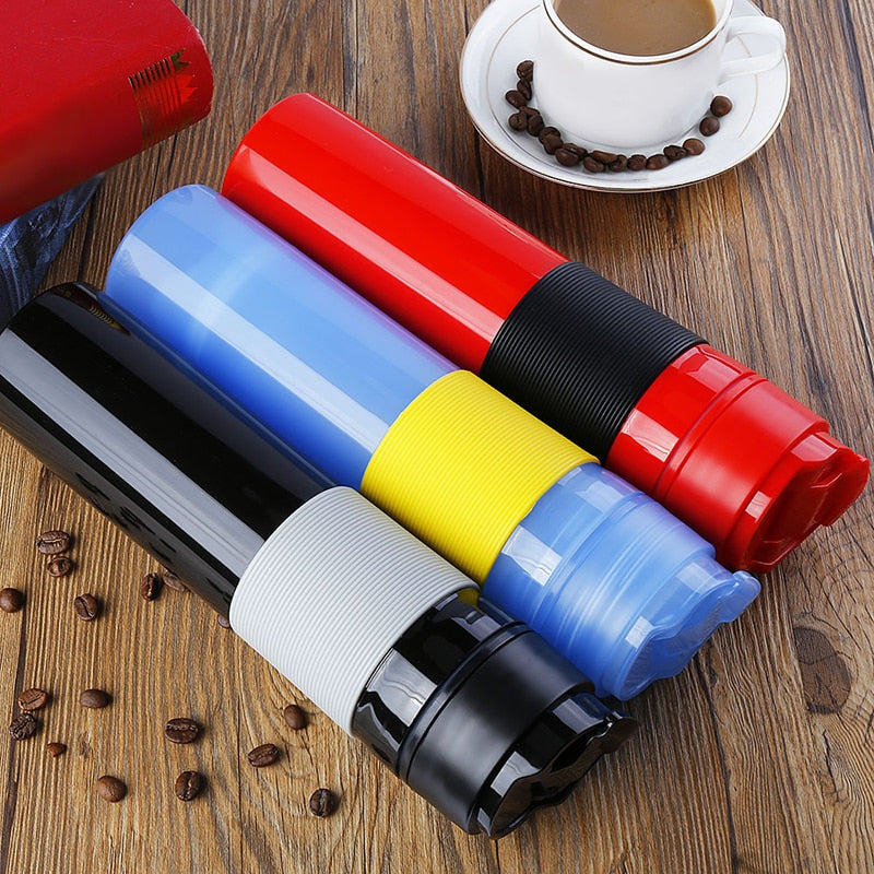 Portable French Press Coffe Bottle Plastic Outdoor Vacuum Coffee Plunger Filter Coffee Cup Travel Coffee Mug for Coffee 300ml freeshipping - Mandala Bloom