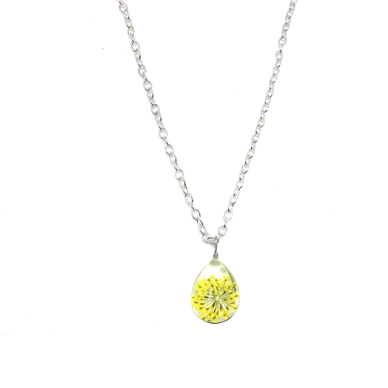 Natural Dandelion Glass Ball Pendant Necklace