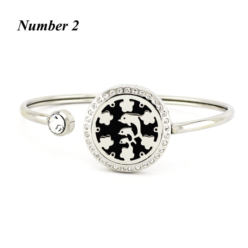 20mm 25mm essential oil diffuser locket bracelet 316l stainless steel aromatherapy bracelets bangles for women(free with 5pads) freeshipping - Mandala Bloom