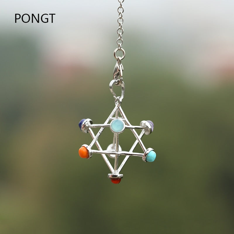 Natural stones Merkaba Star pendulum for dowsing reiki chakra healing quartz crystal pendant Necklace sacred geometry pendulum freeshipping - Mandala Bloom