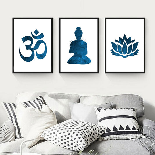Meditation Canvas Buddha Statue Lotus Poster freeshipping - Mandala Bloom