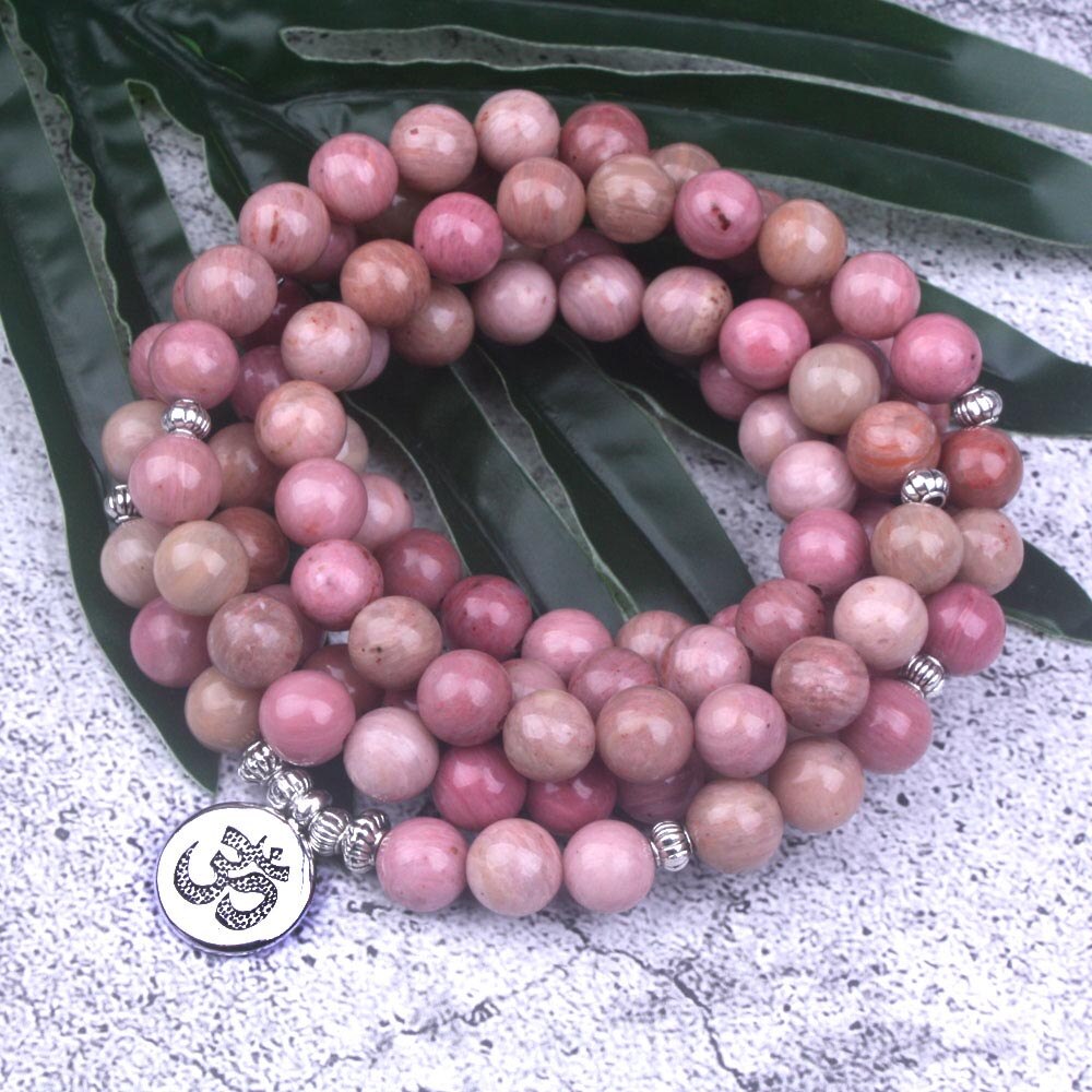 Natural Rhodochrosite Stone 108 Mala Bead freeshipping - Mandala Bloom