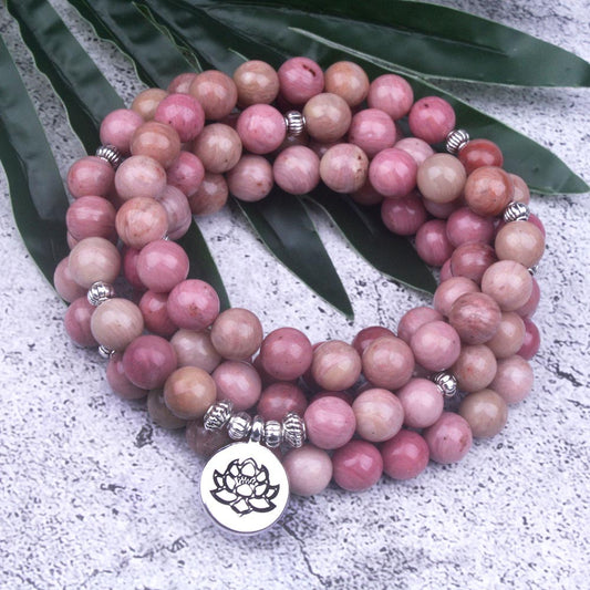 Natural Rhodochrosite Stone 108 Mala Bead freeshipping - Mandala Bloom