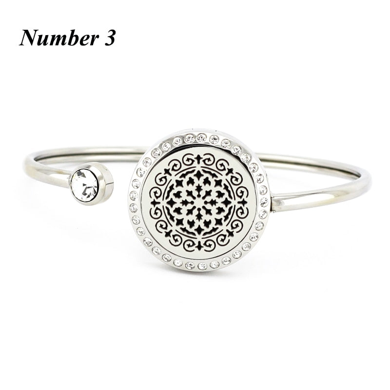 20mm 25mm essential oil diffuser locket bracelet 316l stainless steel aromatherapy bracelets bangles for women(free with 5pads) freeshipping - Mandala Bloom